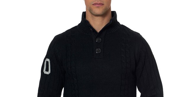 Pánsky čierny sveter s gombíkmi Paul Stragas