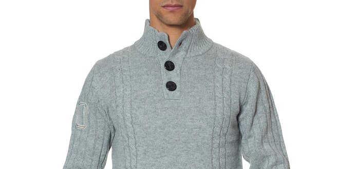 Pánsky šedý sveter s gombíkmi Paul Stragas