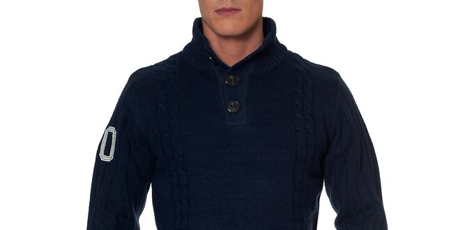 Pánsky tmavo modrý sveter s gombíkmi Paul Stragas