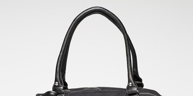 Dámska čierna kabelka s vonkajším zipsovým vreckom Gas
