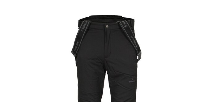 Pánske čierne lyžiarske nohavice s trakmi Bergson