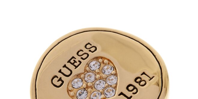 Dámsky zlatý oceľový prsteň s kamienkami Guess