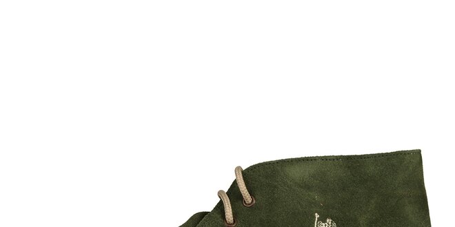 Pánske trávovo zelené členkové semišové topánky U.S. Polo