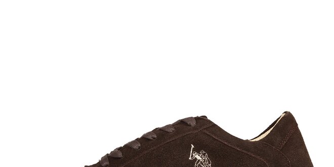 Pánske tmavo hnedé semišové šnúrovacie topánky U.S. Polo