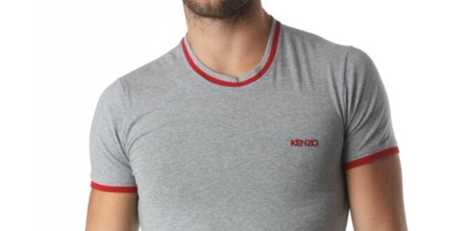 Pánske šedé tričko s červenými prvkami Kenzo