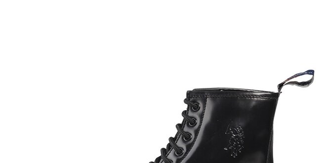 Pánske čierne lakované šnúrovacie topánky U.S. Polo