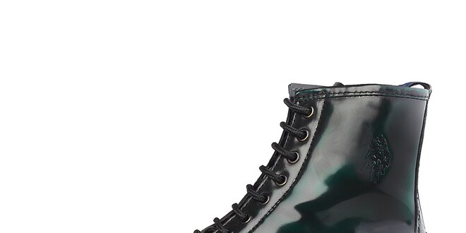 Pánske tmavo zelené lakované šnúrovacie topánky U.S. Polo