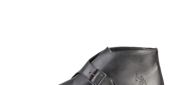 Pánske kožené čierne topánky s prackou U.S. Polo