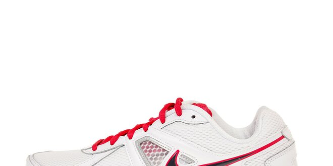 Dámske biele bežecké topánky Nike Dart 9 s červenými detailami