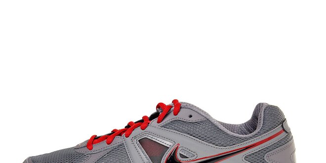 Pánske šedé bežecké topánky Nike Dart 9 s červenými detailami