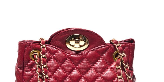 Dámska červená zaoblená kabelka z kože Isabella Rhea