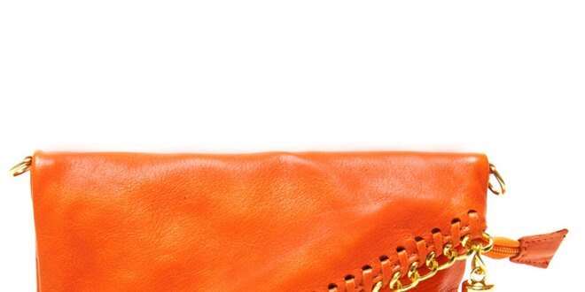 Dámska oranžová listová kabelka so strapcom Isabella Rhea