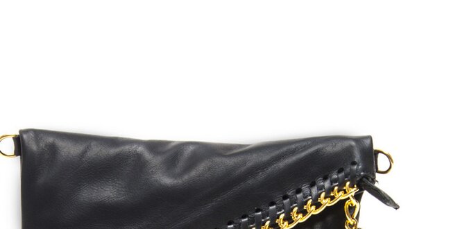 Dámska čierna listová kabelka so strapcom Isabella Rhea