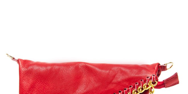 Dámska červená listová kabelka so strapcom Isabella Rhea