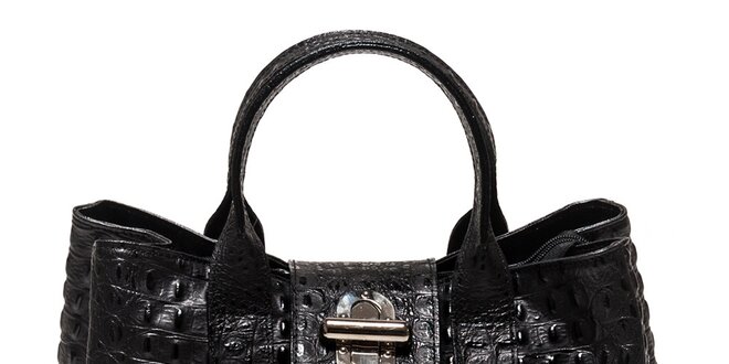 Dámska čierna kabelka s reliéfnym povrchom Isabella Rhea
