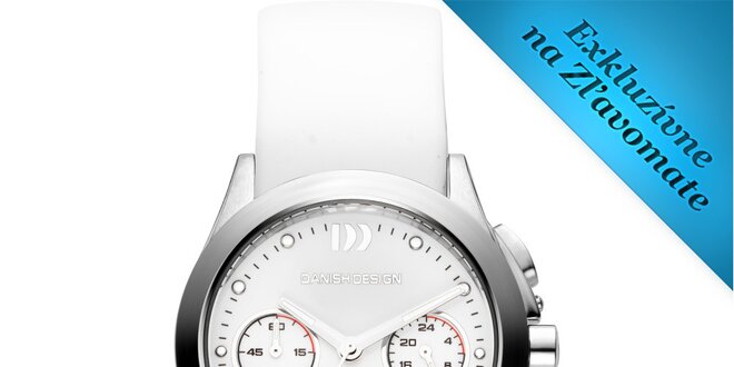 Dámske biele hodinky s oceľovým púzdrom Danish Design