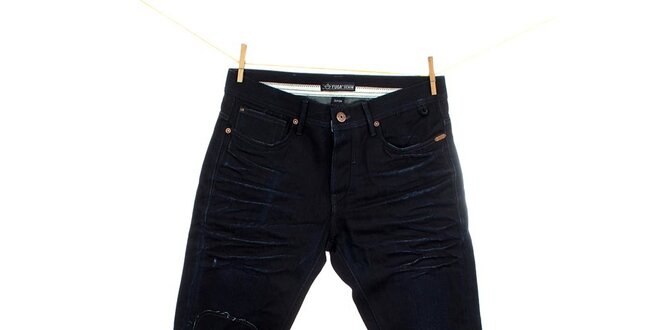 Pánske tmavé džínsy so záplatou Fuga