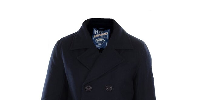 Pánsky modrý dvojradový kabát Fuga