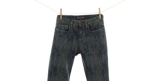 Dámske tmavé džínsy so vzorom Fuga