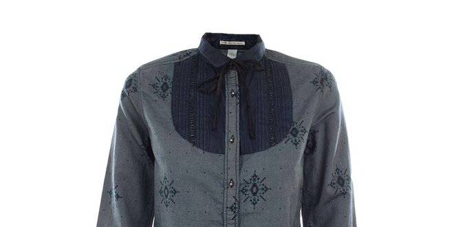 Dámska modrá košeľa so vzorom Fuga