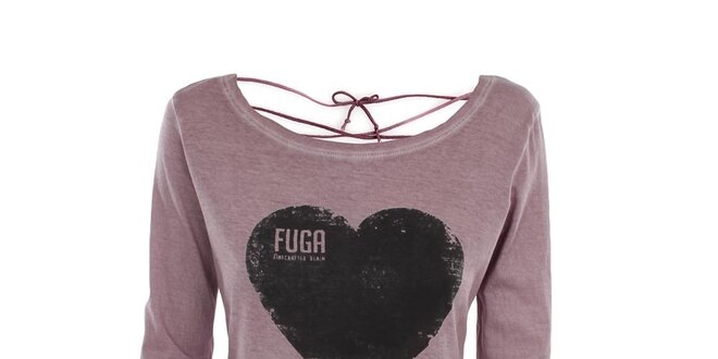 Dámske ružové tričko so srdiečkom a dlhými rukávmi Fuga