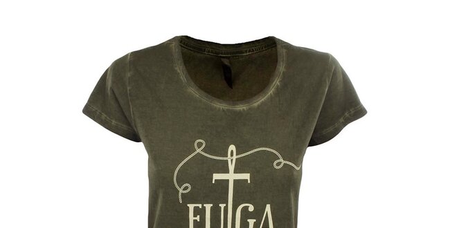 Dámske olivovo zelené tričko s kotvičkou Fuga