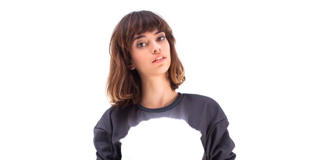 Dámsky čierny sveter s pandou Mr. GUGU & Ms. GO