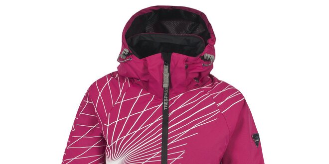 Dámska tmavo ružová lyžiarska bunda s potlačou Trespass