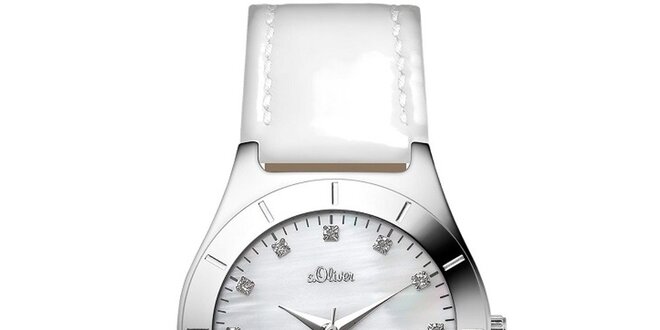 Dámske biele hodinky s kamienkami s.Oliver