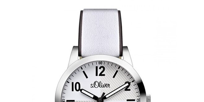 Dámske svetlé analógové hodinky s koženým remienkom s.Oliver