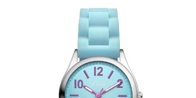 Dámske tyrkysové hodinky s fialovými indexmi s.Oliver