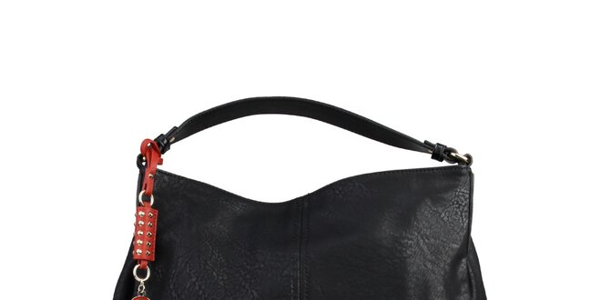 Dámska čierna kabelka s oranžovou visačkou Benetton