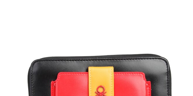 Dámska čierna peňaženka s farebnými detailmi Benetton