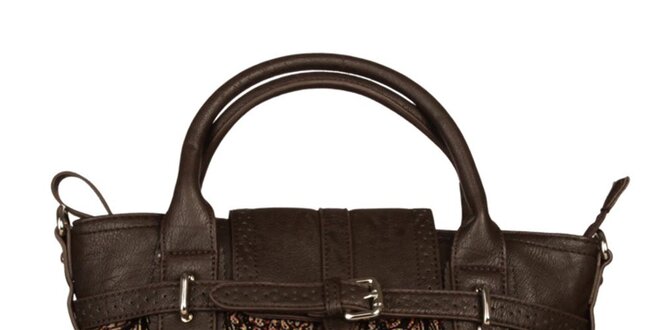 Dámska hnedá kabelka so vzorovanou látkou Sisley
