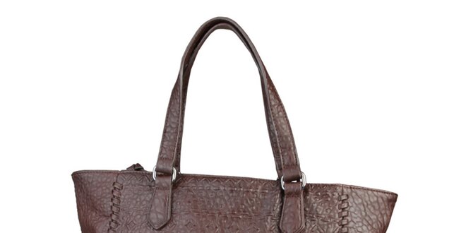 Dámska hnedá kabelka s cvočkami Sisley