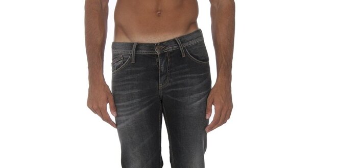 Pánske šedočierne džínsy s šisovaním Tommy Hilfiger