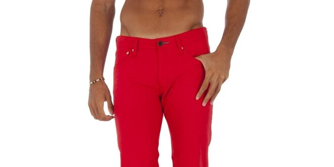 Pánske červené rovné džínsy Tommy Hilfiger