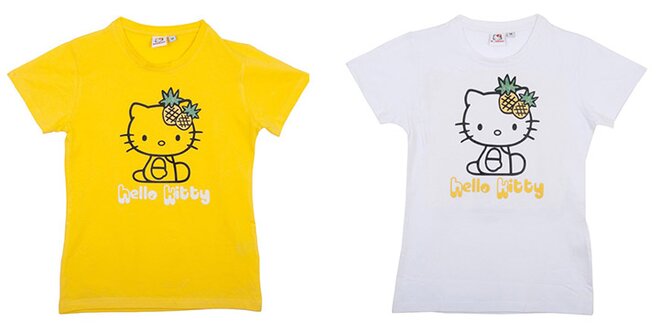 Balenie dvoch detských tričiek Hello Kitty - žlté a biele