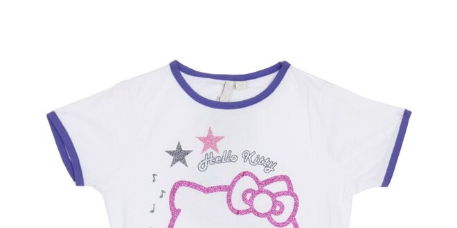 Detské biele tričko Hello Kitty s ružovou potlačou