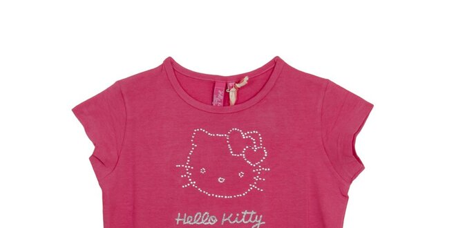 Detské malinovo ružové tričko Hello Kitty s kamienkami