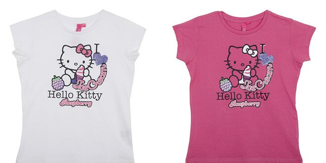 Balenie dvoch detských tričiek Hello Kitty - biele a ružové