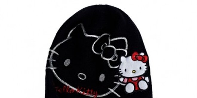 Detský čierny zimný set Hello Kitty - čapica a rukavice