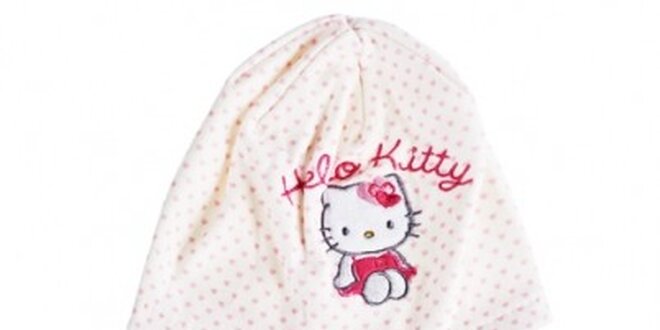 Detský biely zimný set Hello Kitty - čapica a rukavice