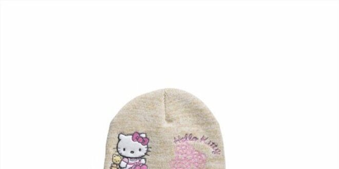 Detský béžový zimný set Hello Kitty - čapica a šála