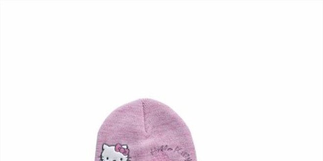 Detský svetlo ružový zimný set Hello Kitty - čapica a šála