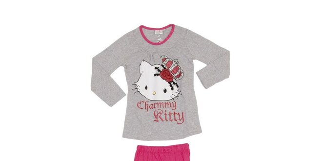 Detské šedo-ružové pyžamo Hello Kitty