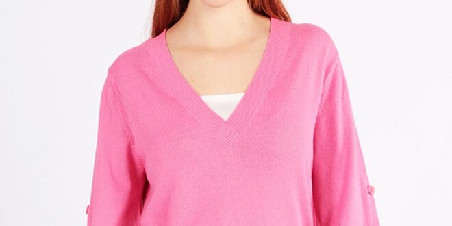 Dámsky dlhý voľný ružový sveter Emma Pernelle