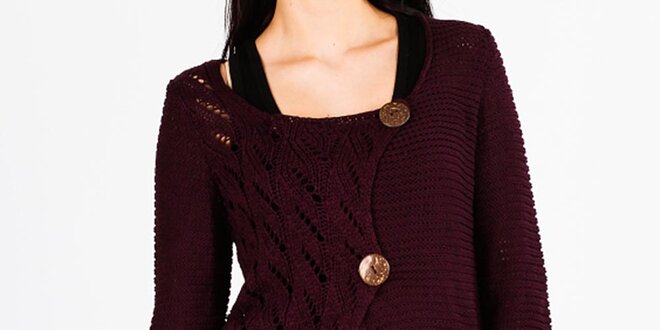 Dámsky pletený fialový asymetrický sveter Gémo