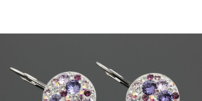Dámske náušnice s kryštáľmi Swarovski vo fialových odtieňoch