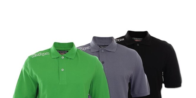 Set troch pánskych polo tričiek Kappa - čierne, šedé a zelené